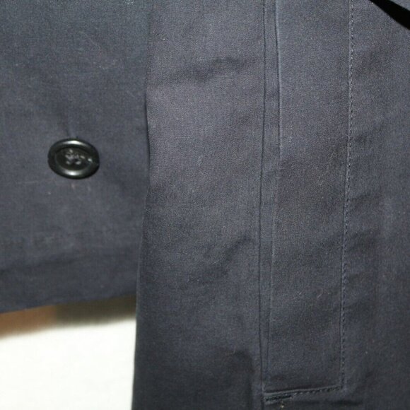 Lands End womens trench coat size L navy belted long vented back wool lined long - Picture 5 of 11